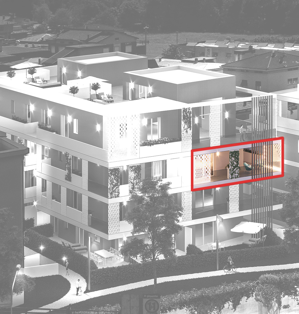 Posizione del trilocale I nel piano secondo della palazzina Ariston